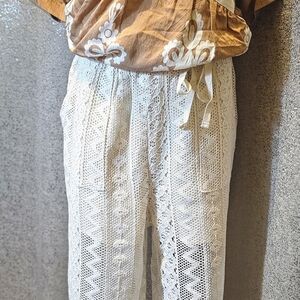Elegant Cream Lace Pants